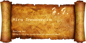 Hirs Innocencia névjegykártya